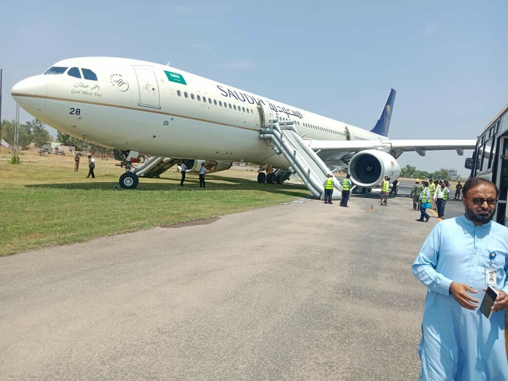 Saudi Airliner’s Landing Gear Catches Fire During Touchdown at Peshawar Airport